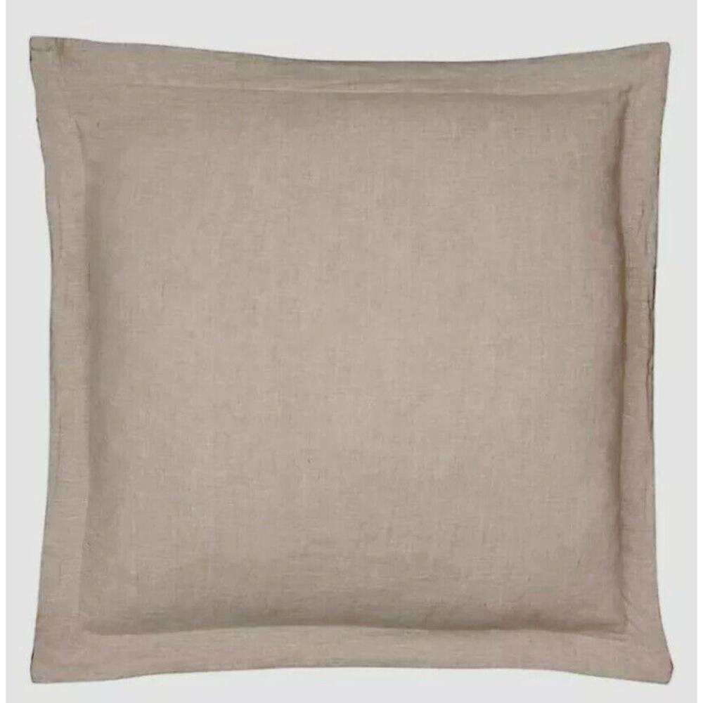 LEVTEX HOME WASHED LINEN NATURAL EUROPEAN Pillow King SHAM WITH FLANGE Grey
